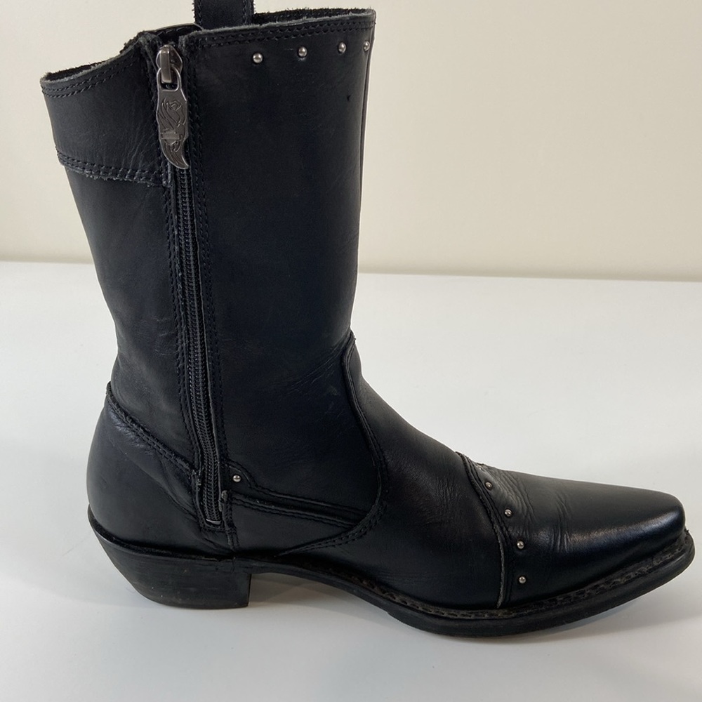 Harley Davidson Jessie black leather studded zip up boots Womens 9 - Picture 4 of 11